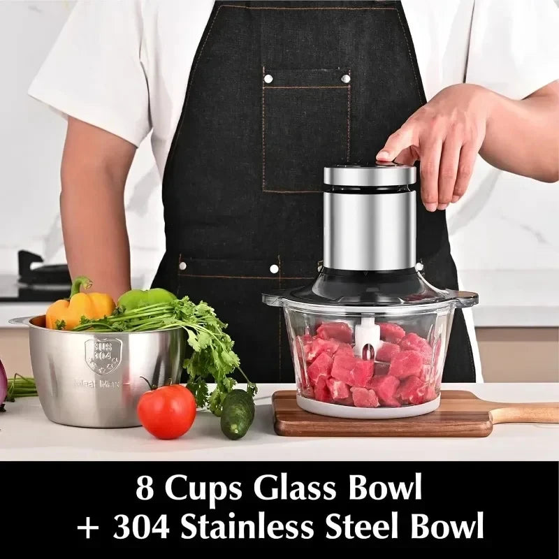 Compact Food Processor Meat Grinder Electric Vegetable Chopper Durable Blades for Kitchen Clickngo24