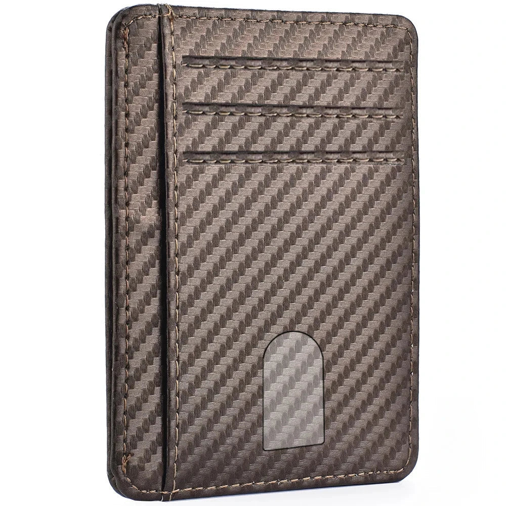 Men's Slim Minimalist PU Leather Wallet Anti-RFID Blocking Front Pocket Credit Card Holder with Magic ID Protection Clickngo24