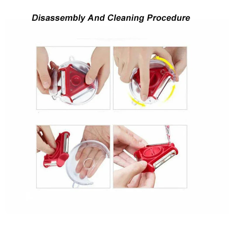 Stainless Steel 3-in-1 Multifunctional Vegetable Fruits Peeler Shredder Kitchen Tool Red/Blue Modern Simplicity Design Clickngo24