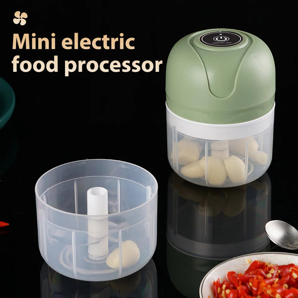 Mini Electric Food Garlic Masher Vegetable Chopper USB Charging Blender for Kitchen Tools for Chili Meat Ginger Clickngo24