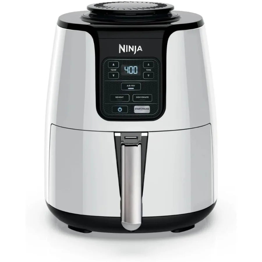 Ninja Air Fryer 4-Quart Ceramic-Coated 75% Less Fat White Multi-Function Fast Cooking Reheat Dehydrate Dishwasher-Safe Clickngo24