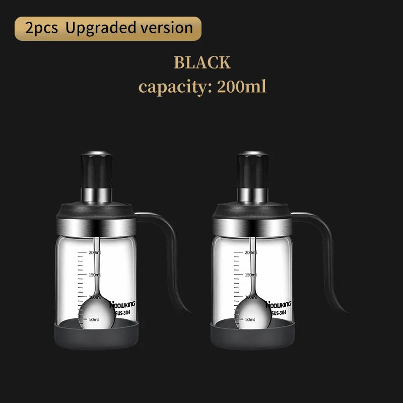 1pc Glass Transparent Spice Seasoning Bottle with Spoon Eco-Friendly Kitchen Supplies Sugar Salt And Pepper Container Clickngo24