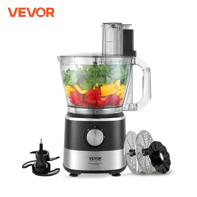 Professional VEVOR Food Processor 14-Cup Vegetable Chopper Stainless Steel Blade 600 Watts for Chopping Mixing Kneading Dough Clickngo24