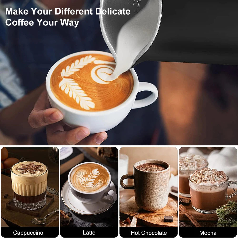 Electric Milk Frother Automatic Rotary Foamer for Coffee Cappuccino Latte 4 in 1 Hot and Cold Foam Maker Milk Frother Foamer Clickngo24