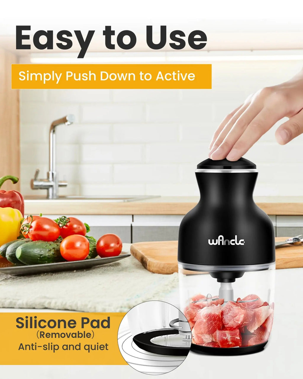 Electric Meat Grinder 350W Stainless Steel Blade Vegetable Garlic Crusher Kitchen Chopper Food Processor for Household Clickngo24