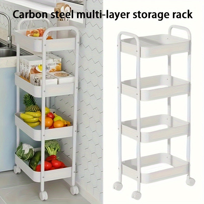 Compact 4-Tier Rolling Storage Cart: Versatile Black Organizer for Bedroom Kitchen Bathroom Easy Assembly Ideal for Medical Supplies Clickngo24